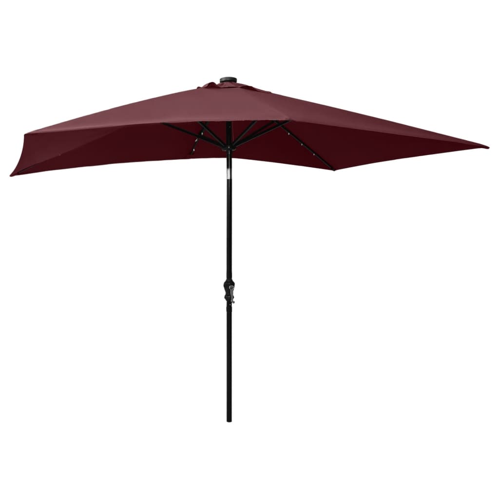 Guarda-sol com luzes LED e poste de aço 2x3 m vermelho bordô - Image 4