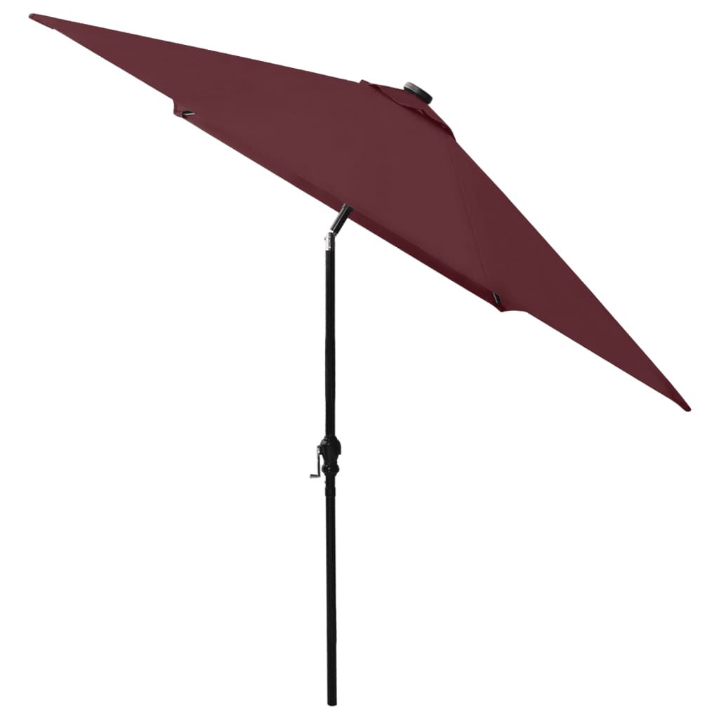 Guarda-sol com luzes LED e poste de aço 2x3 m vermelho bordô - Image 5
