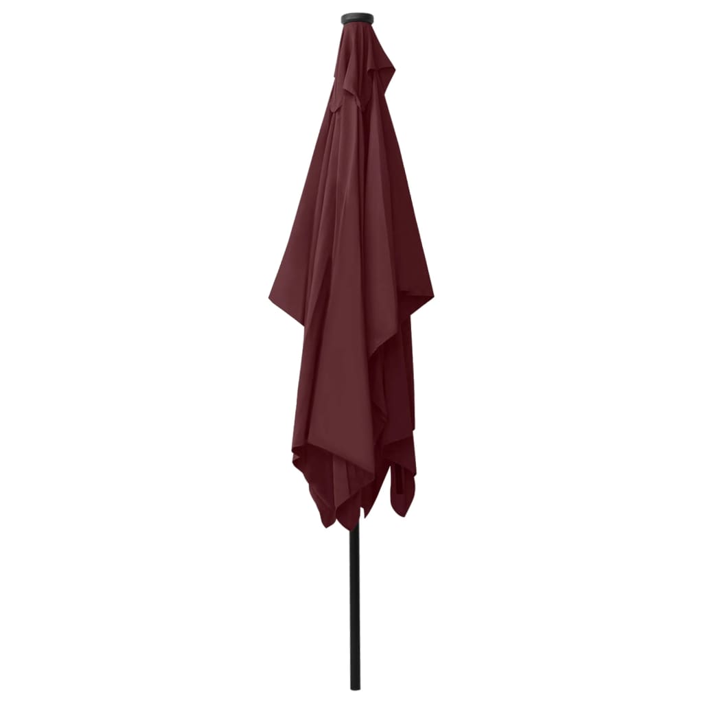 Guarda-sol com luzes LED e poste de aço 2x3 m vermelho bordô - Image 6