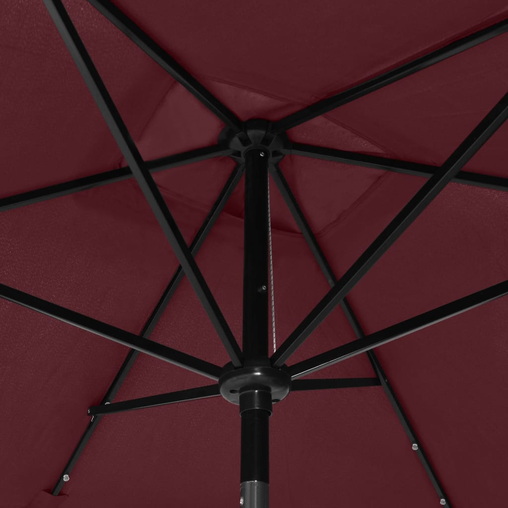 Guarda-sol com luzes LED e poste de aço 2x3 m vermelho bordô - Image 9