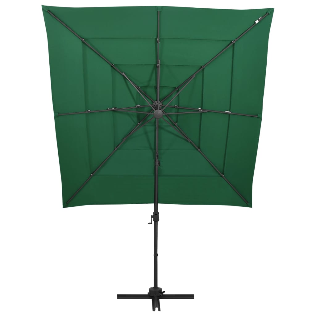 Guarda-sol de 4 camadas com poste de alumínio 250x250 cm verde - Image 2