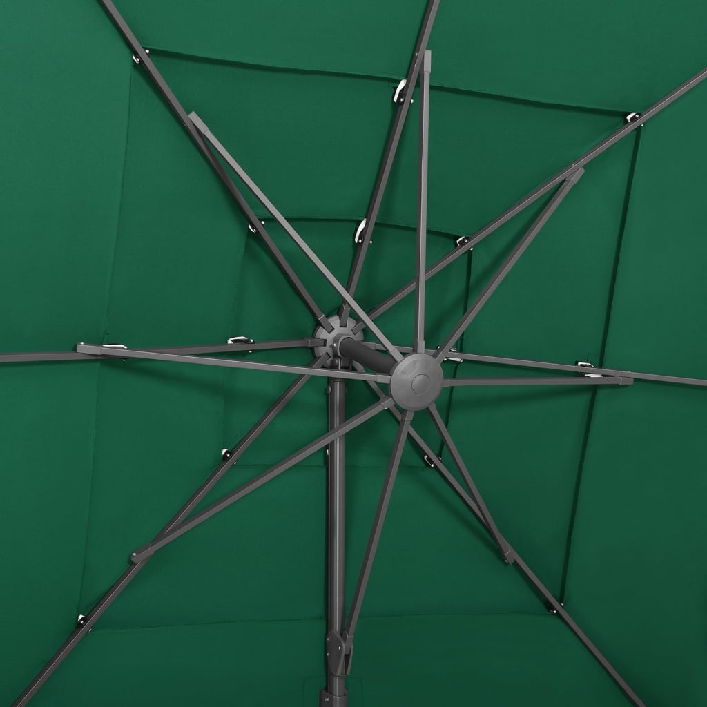 Guarda-sol de 4 camadas com poste de alumínio 250x250 cm verde - Image 7