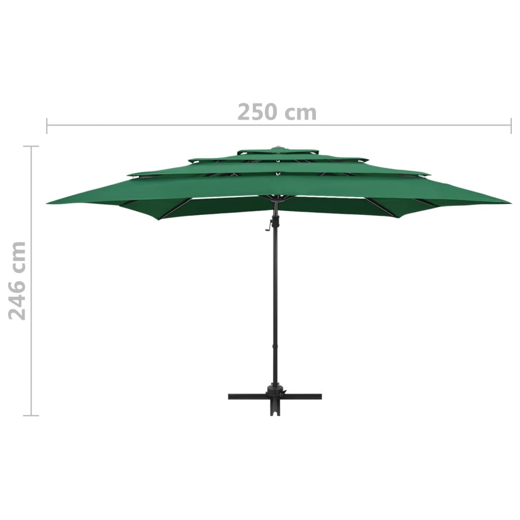 Guarda-sol de 4 camadas com poste de alumínio 250x250 cm verde - Image 9