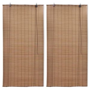 Estores de rolo 2 pcs 80 x 160 cm bambu castanho