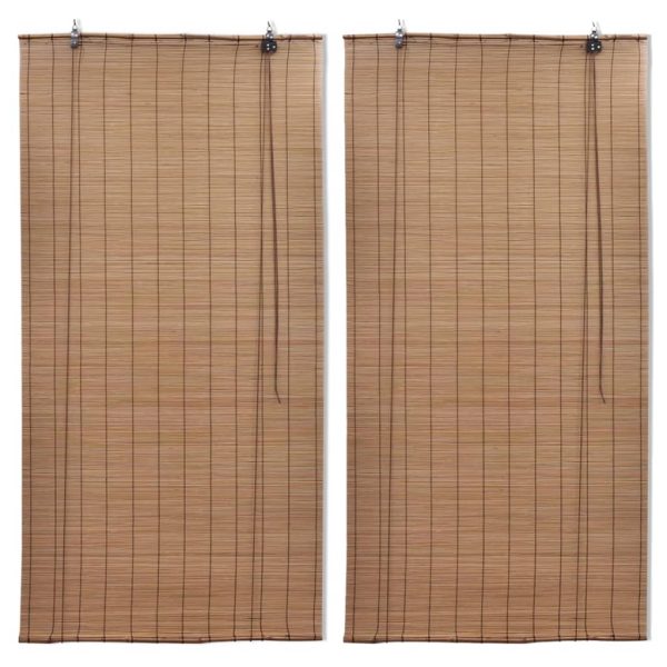 Estores de rolo 2 pcs 80 x 160 cm bambu castanho