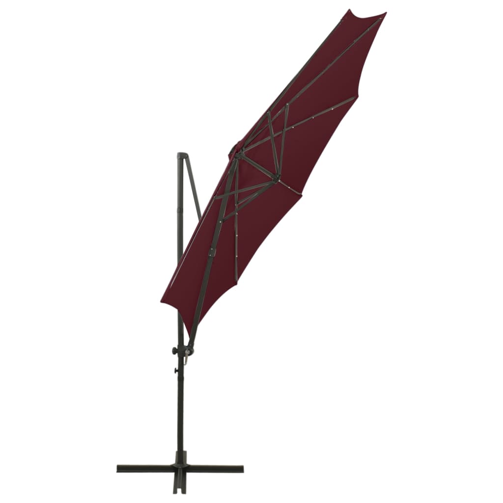 Guarda-sol cantilever c/ poste e luzes LED 300 cm bordô - Image 7
