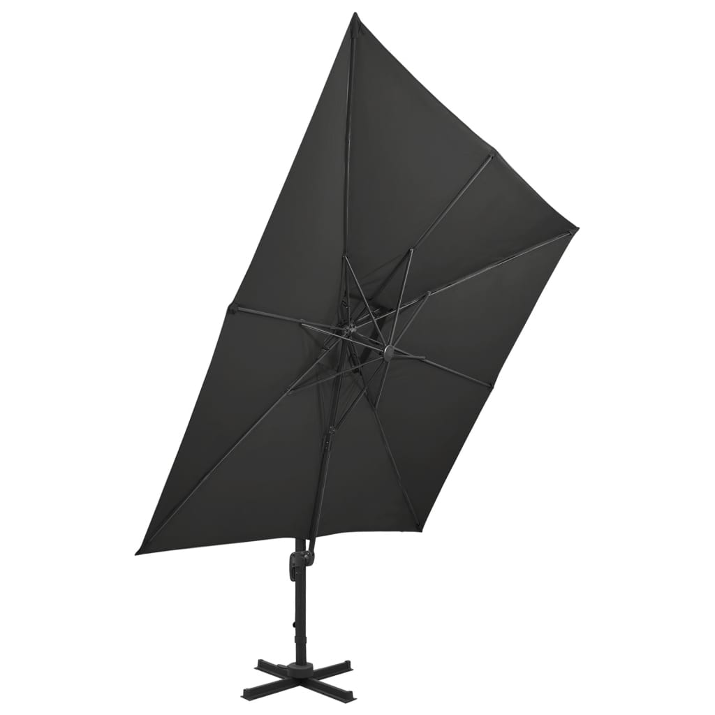 Guarda-sol cantilever com toldo duplo 300x300 cm preto - Image 2