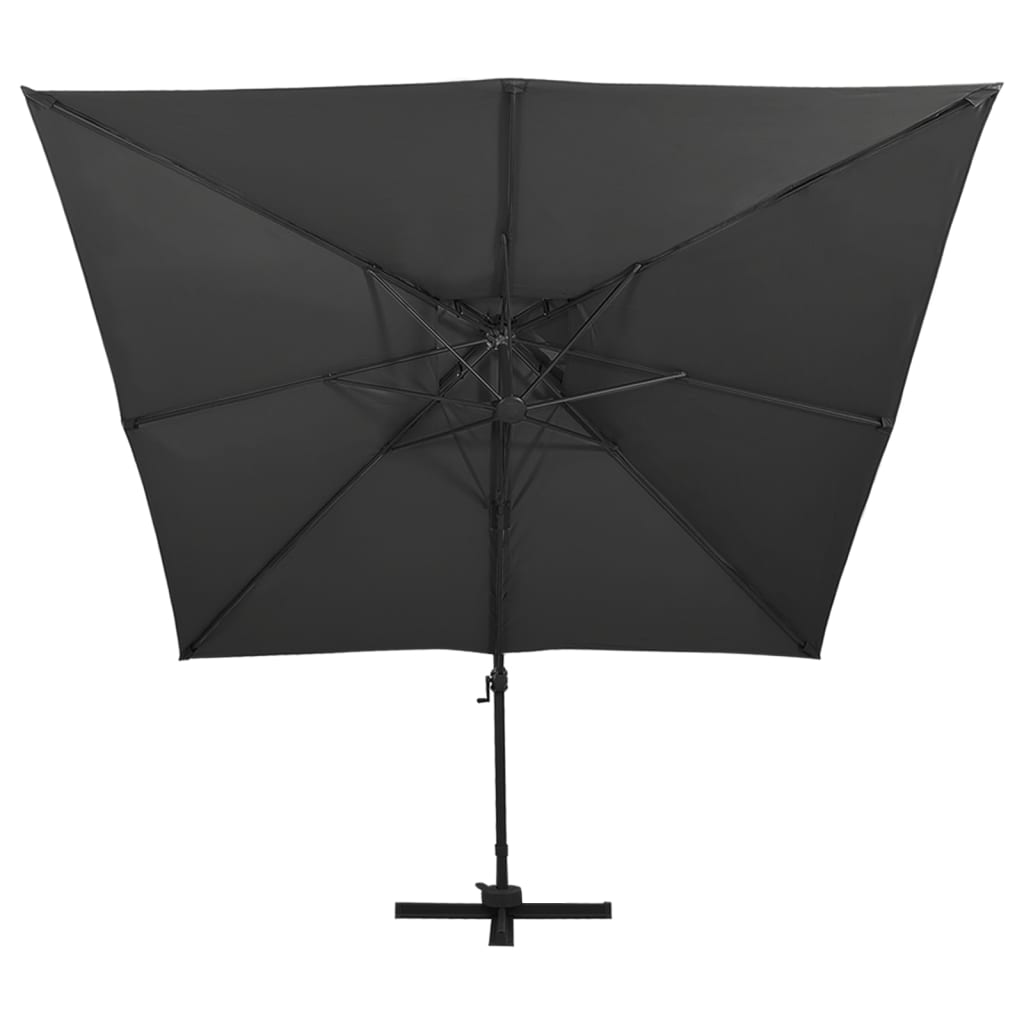 Guarda-sol cantilever com toldo duplo 300x300 cm preto - Image 3