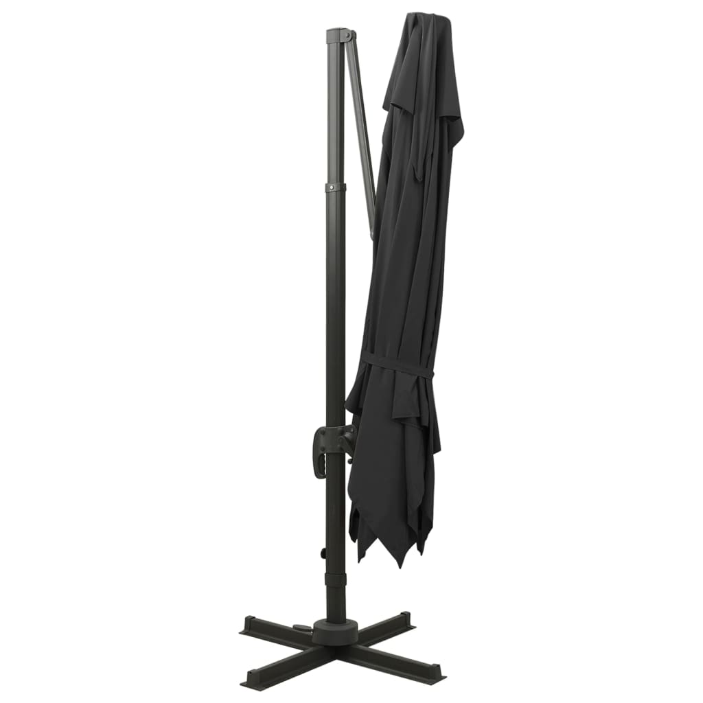 Guarda-sol cantilever com toldo duplo 300x300 cm preto - Image 7