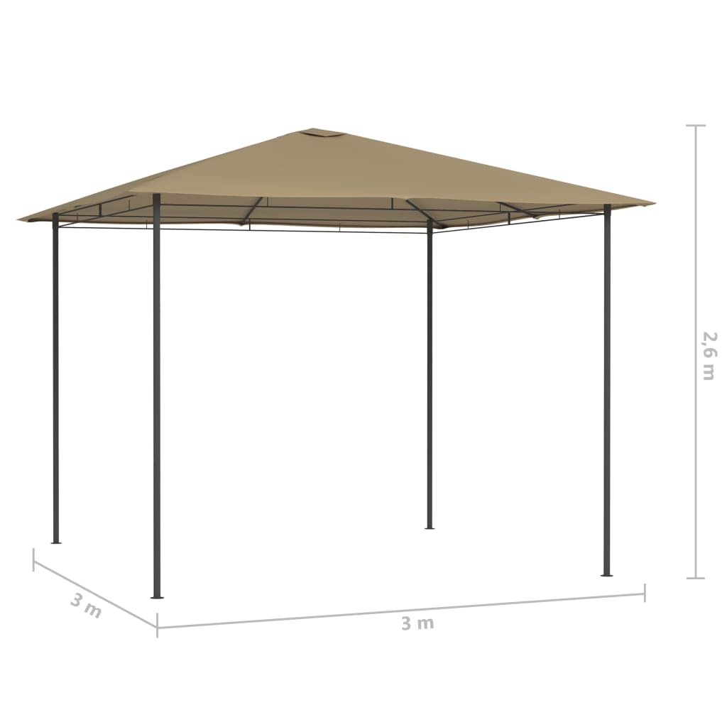 Gazebo 3x3x2,6 m 160 g/m² cinzento-acastanhado - Image 4
