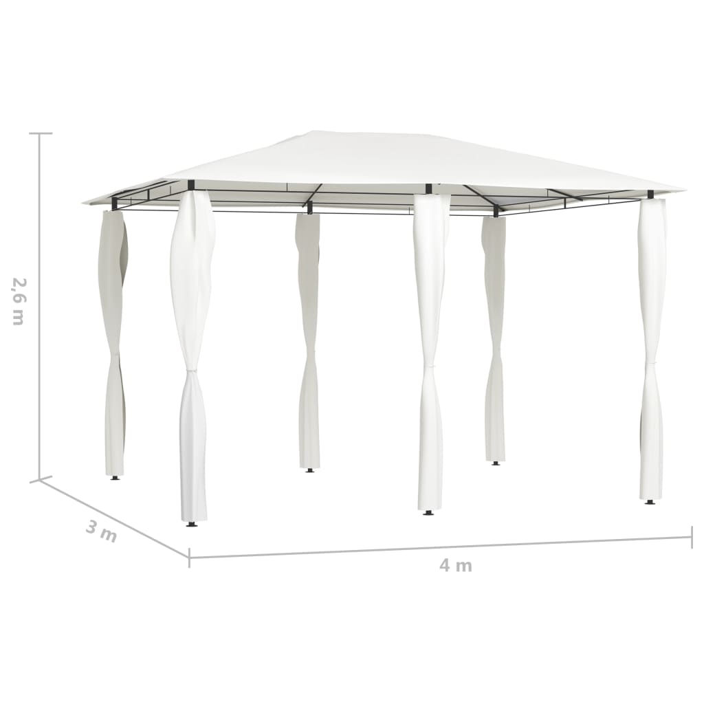 Gazebo 3x4x2,6 m com capas para postes 160 g/m² cor creme - Image 4
