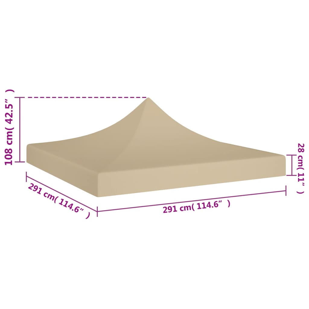 Teto para tenda de festas 3x3 m 270 g/m² bege - Image 5