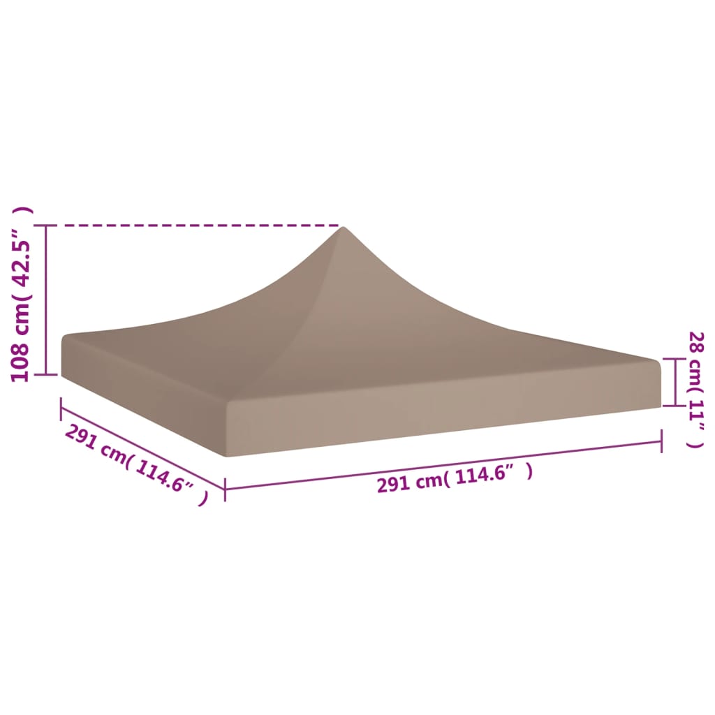 Teto para tenda de festas 3x3 m 270 g/m² cinzento-acastanhado - Image 5