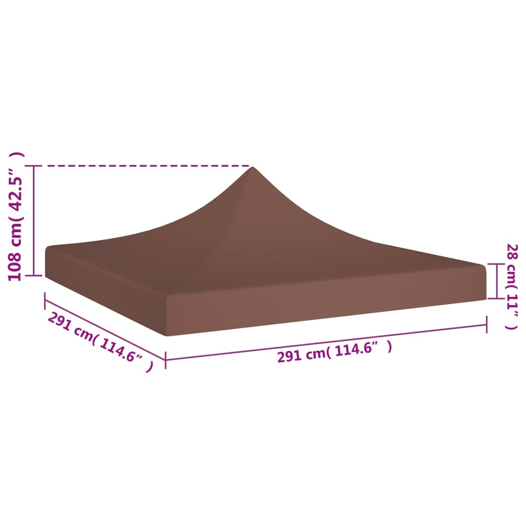 Teto para tenda de festas 3x3 m 270 g/m² castanho - Image 5