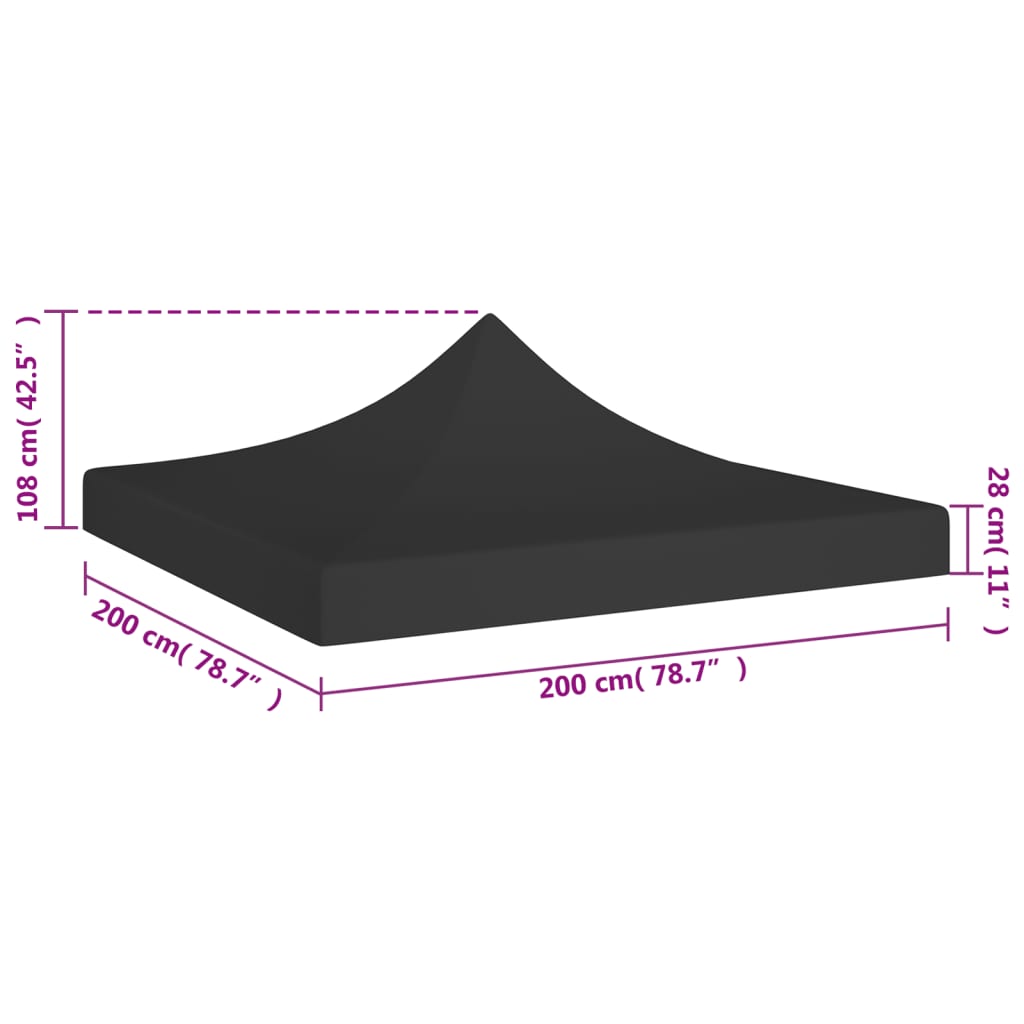 Teto para tenda de festas 2x2 m 270 g/m² preto - Image 5