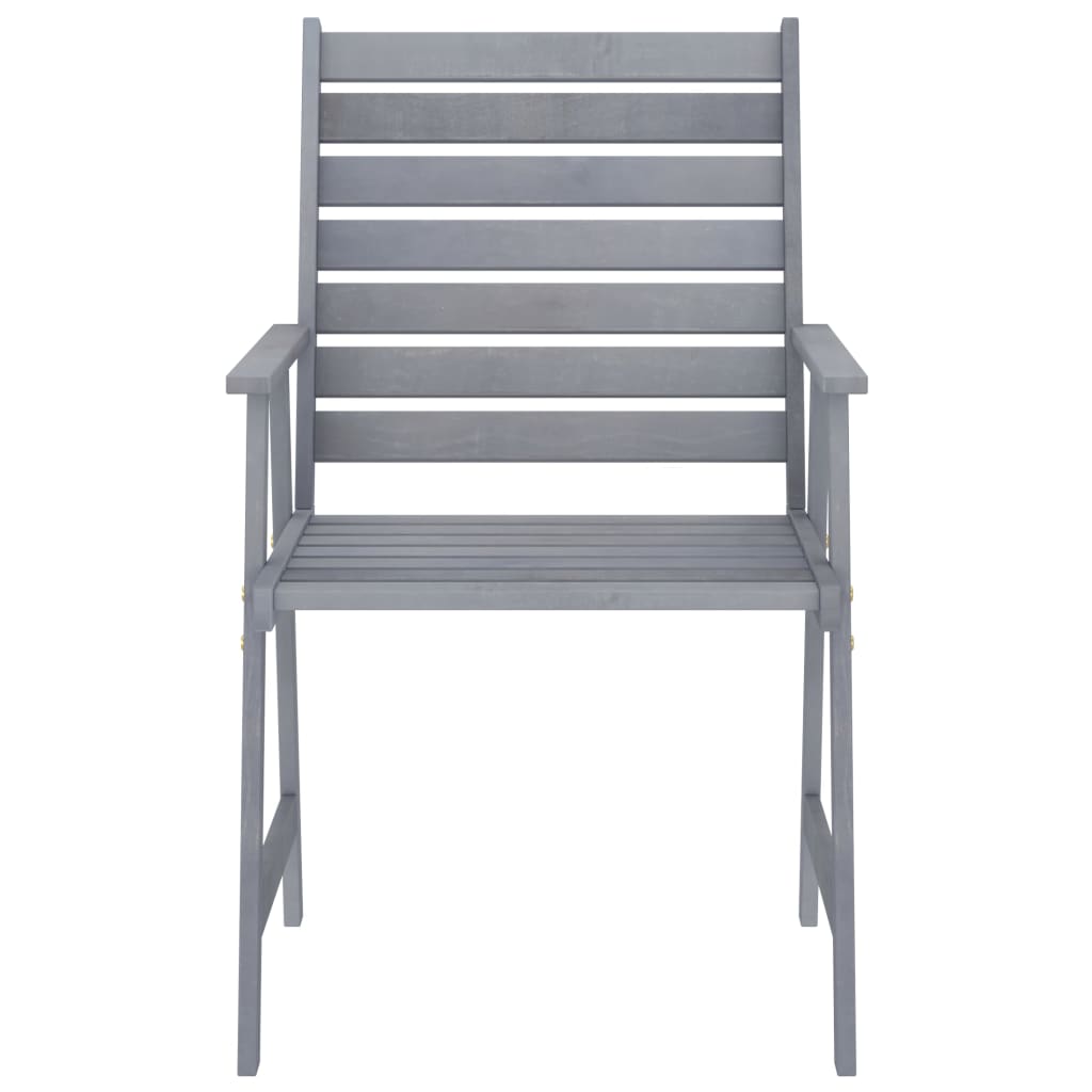 3 pcs conjunto de jantar jardim madeira acácia maciça cinzento - Image 9