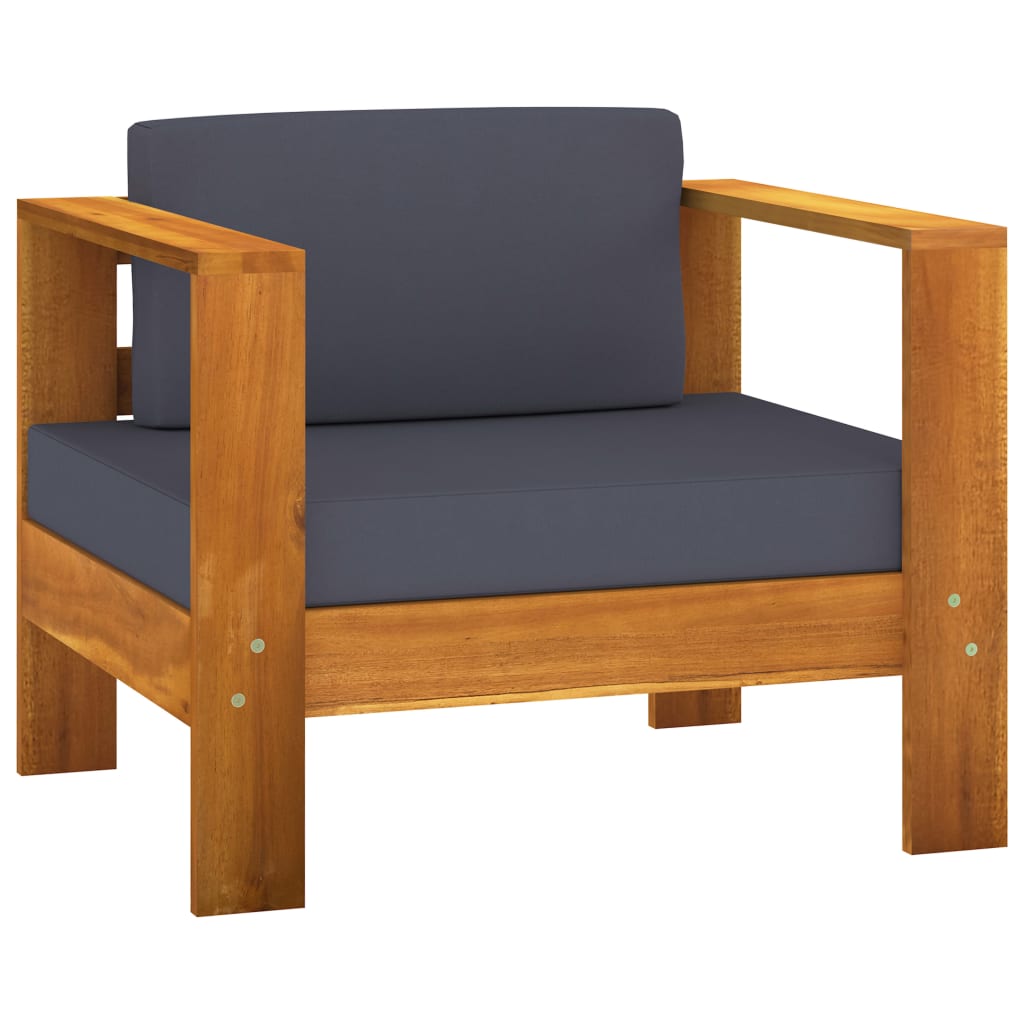 10 pcs conj. lounge de jardim c/ almofadões cinza-escuro acácia - Image 6