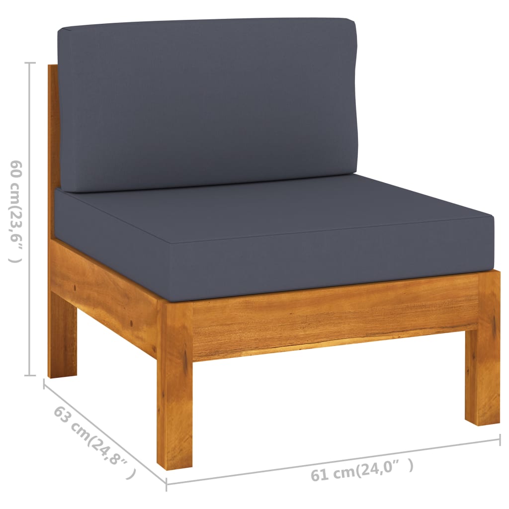 10 pcs conj. lounge de jardim c/ almofadões cinza-escuro acácia - Image 7