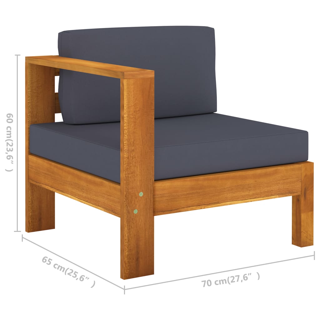 10 pcs conj. lounge de jardim c/ almofadões cinza-escuro acácia - Image 9