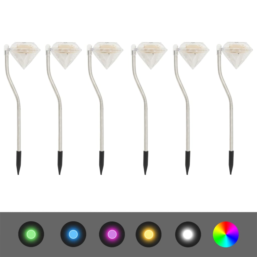 Iluminação de jardim luz LED solar 6 pcs 9x7,8x29,5 cm