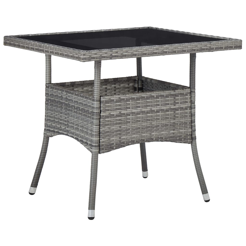 3 pcs conjunto de jantar para jardim vime PE e acácia cinzento - Image 2