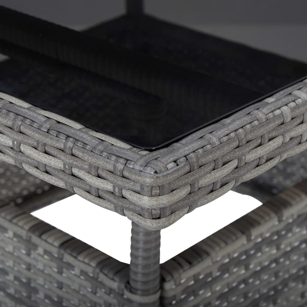 3 pcs conjunto de jantar para jardim vime PE e acácia cinzento - Image 4