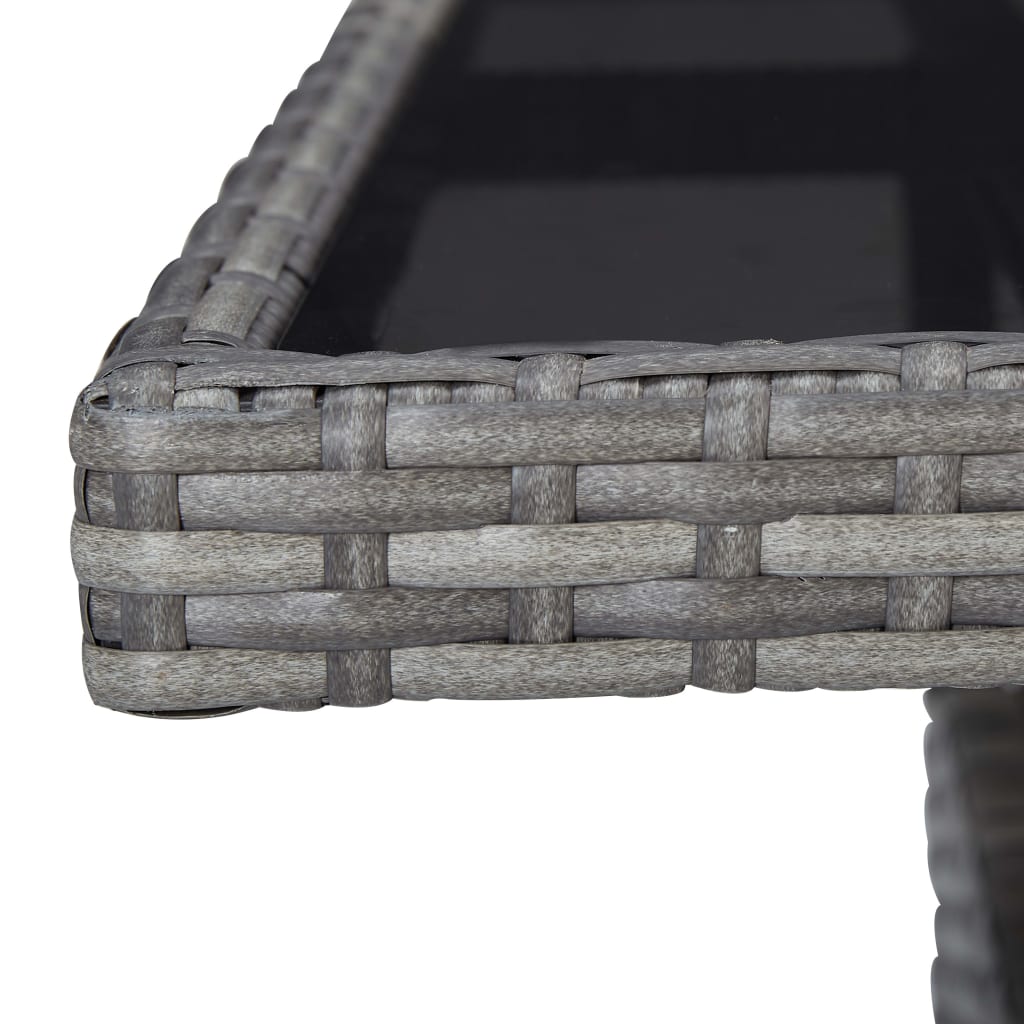 3 pcs conjunto de jantar para jardim vime PE e acácia cinzento - Image 5