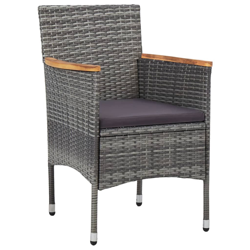 3 pcs conjunto de jantar para jardim vime PE e acácia cinzento - Image 7