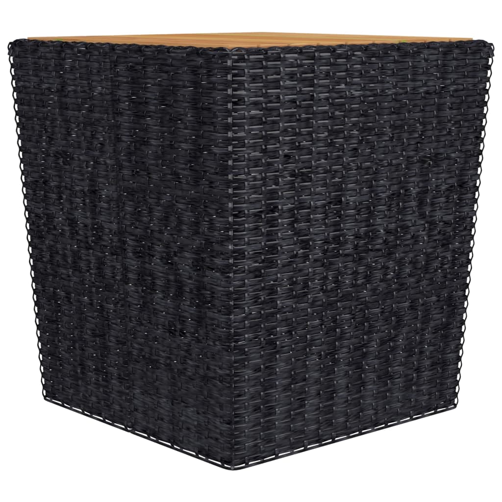 3 pcs conjunto de bistrô vime PE e madeira de acácia preto - Image 8