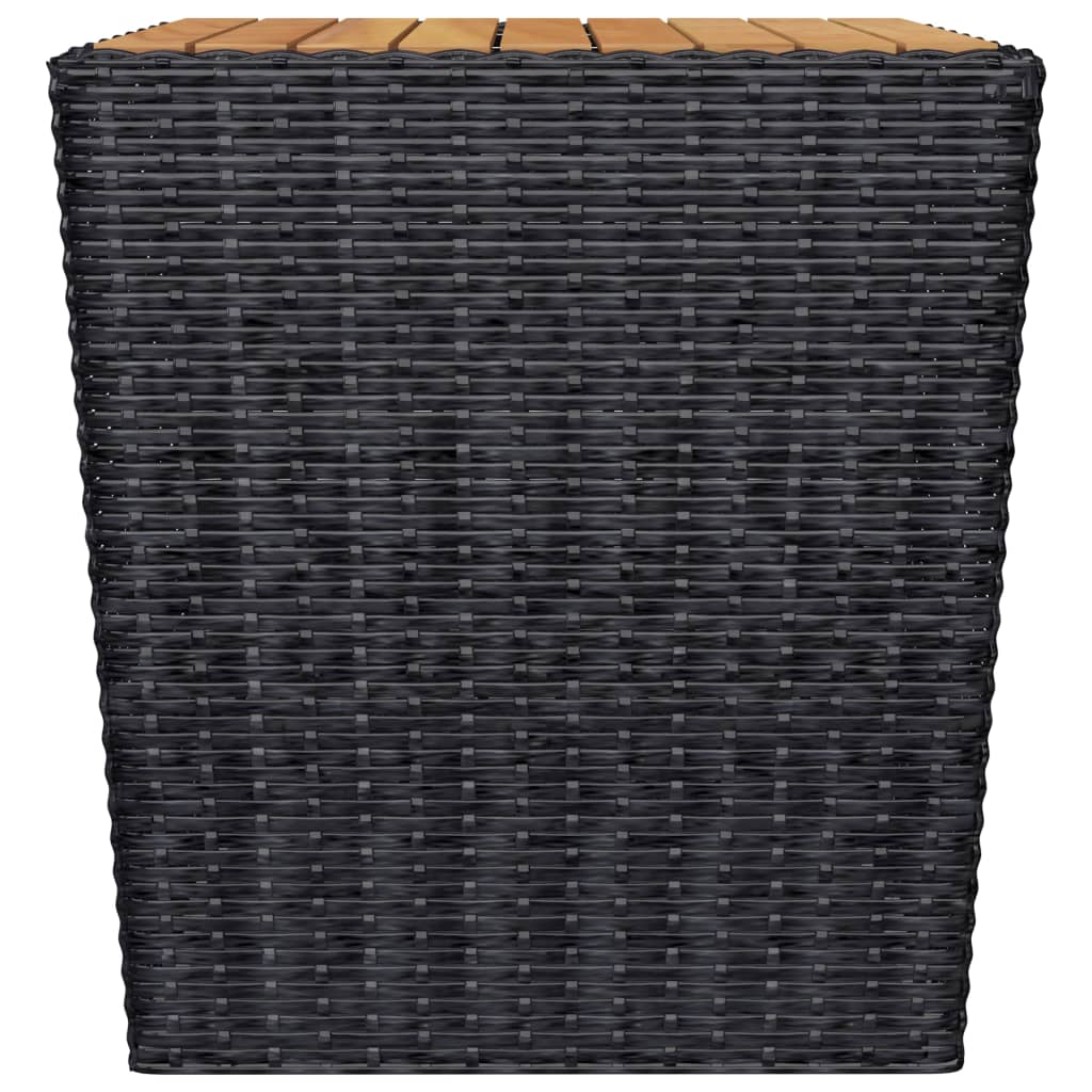 3 pcs conjunto de bistrô vime PE e madeira de acácia preto - Image 9