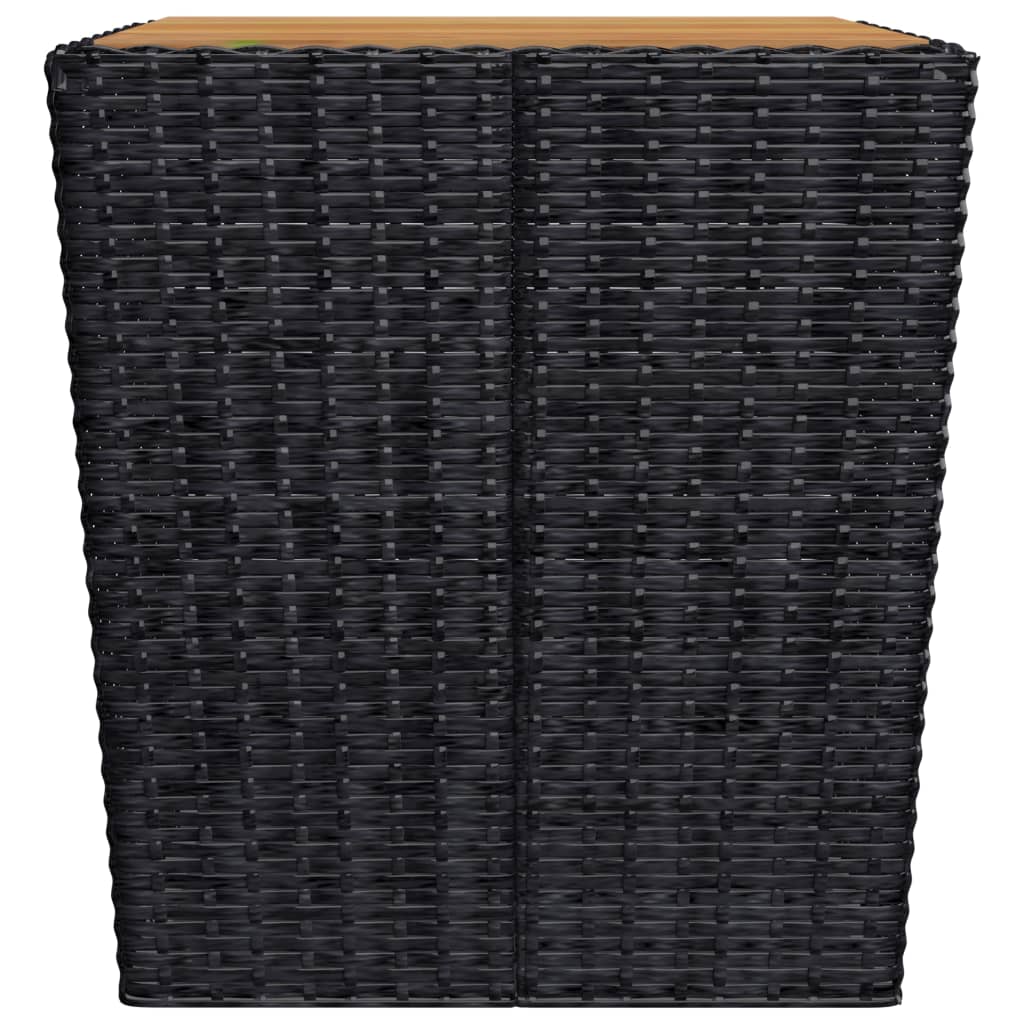 3 pcs conjunto de bistrô vime PE e madeira de acácia preto - Image 10