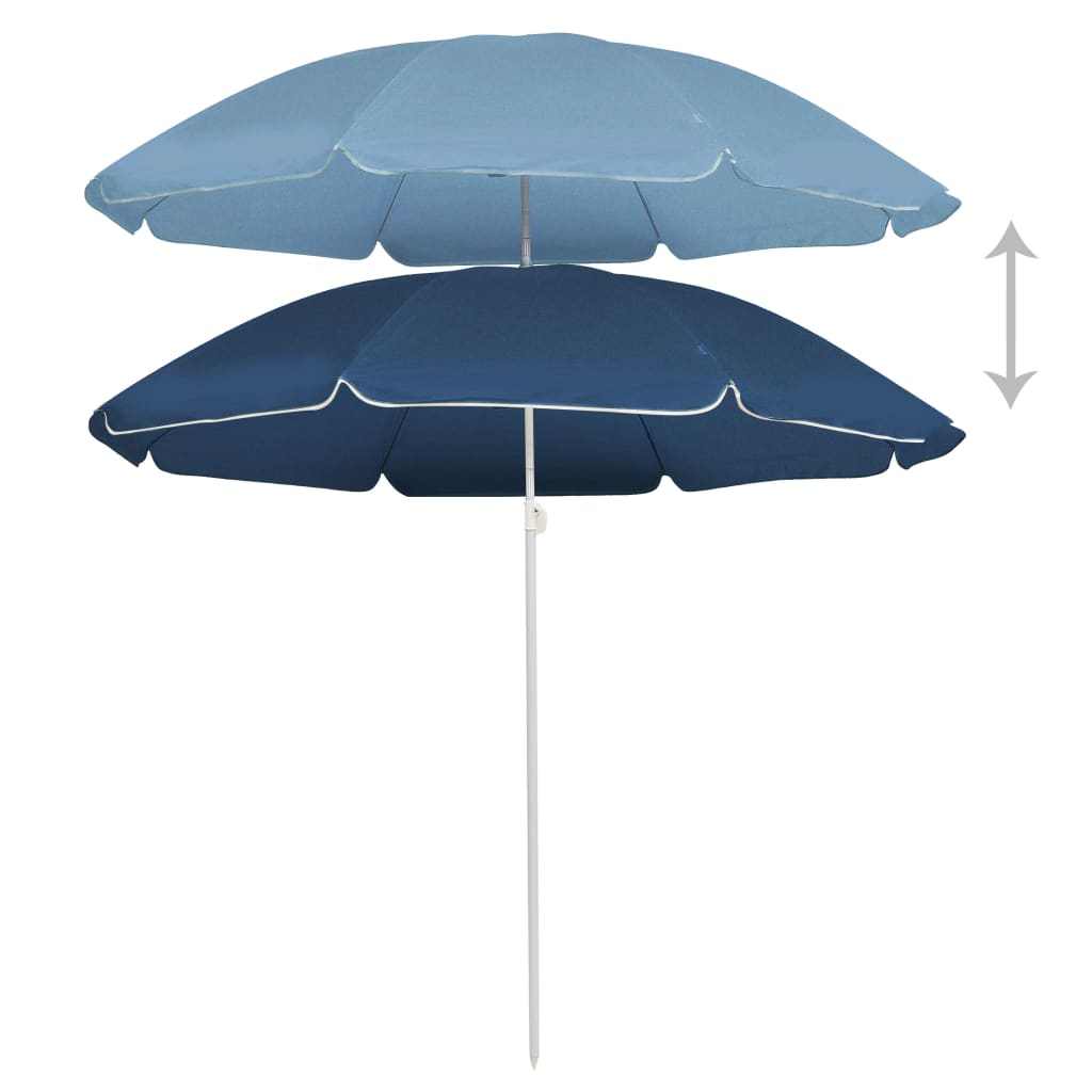 Guarda-sol de exterior com poste de aço 180 cm azul - Image 2