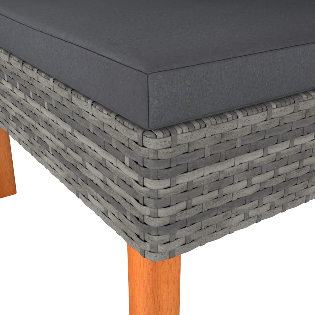 3 pcs conj. lounge jardim vime PE e madeira de eucalipto maciça - Image 7
