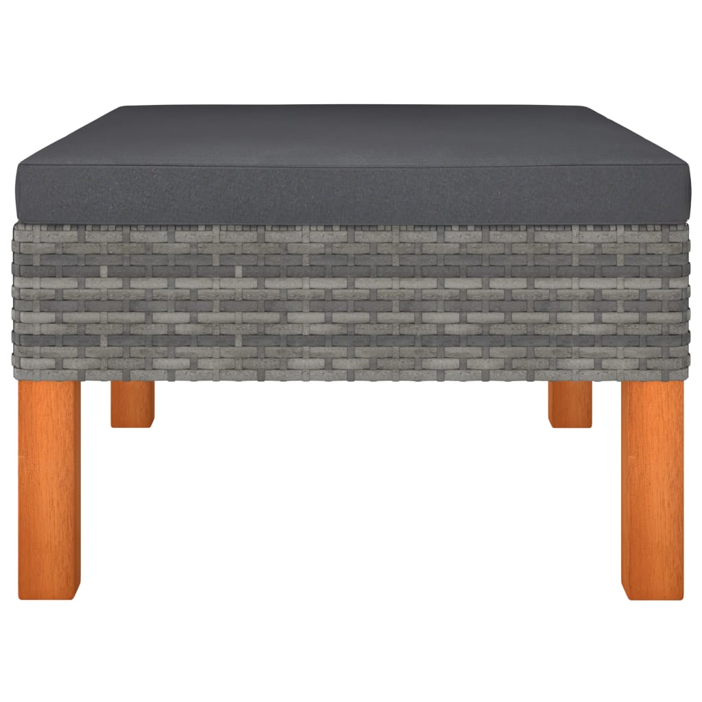 3 pcs conj. lounge jardim vime PE e madeira de eucalipto maciça - Image 9
