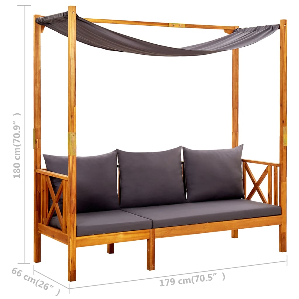 Banco de jardim com mesa e apoios de pés acácia maciça - Image 10