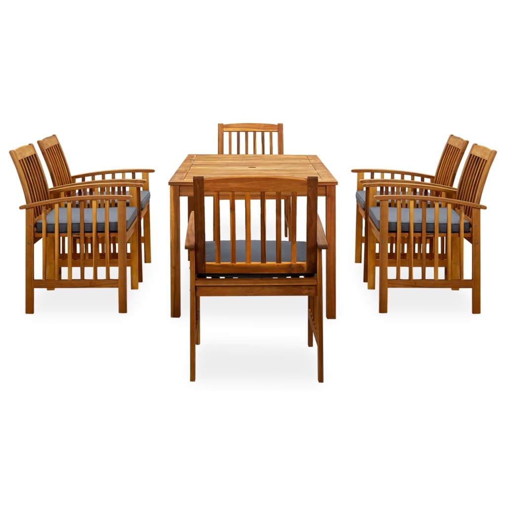 7 pcs conjunto de jantar p/ jardim c/ almofadões acácia maciça - Image 2