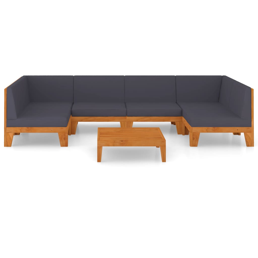 7 pcs conjunto lounge de jardim c/ almofadões acácia maciça - Image 2