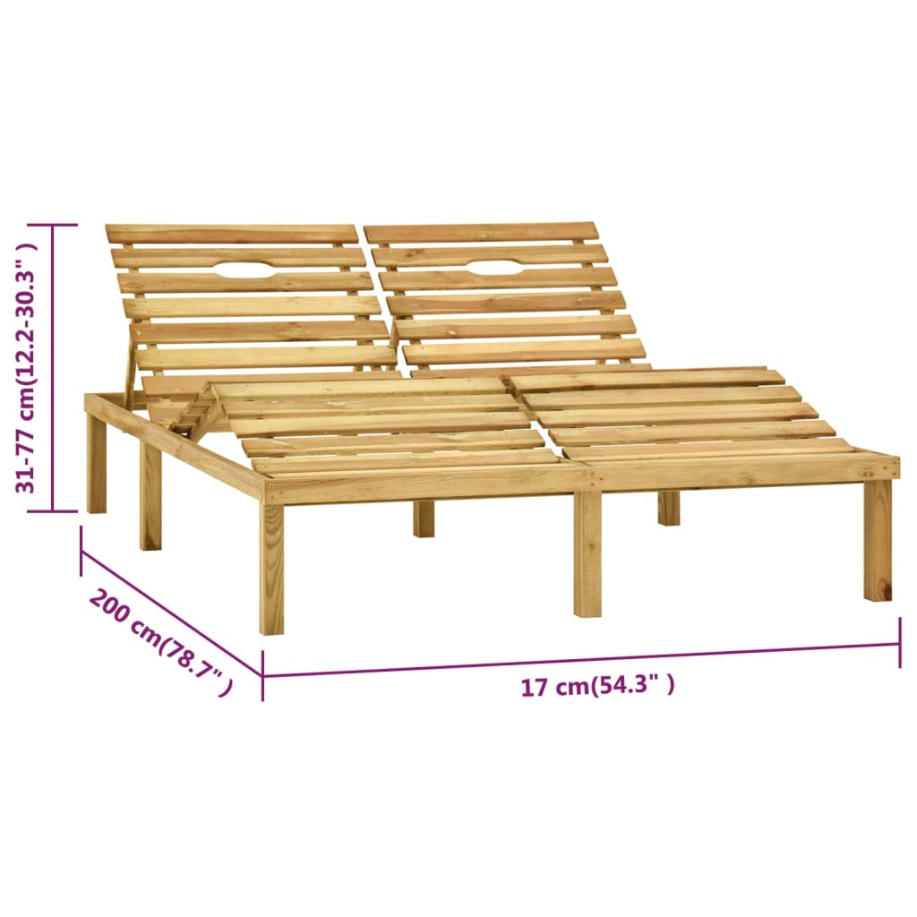 Espreguiçadeira dupla pinho impregnado verde - Image 10