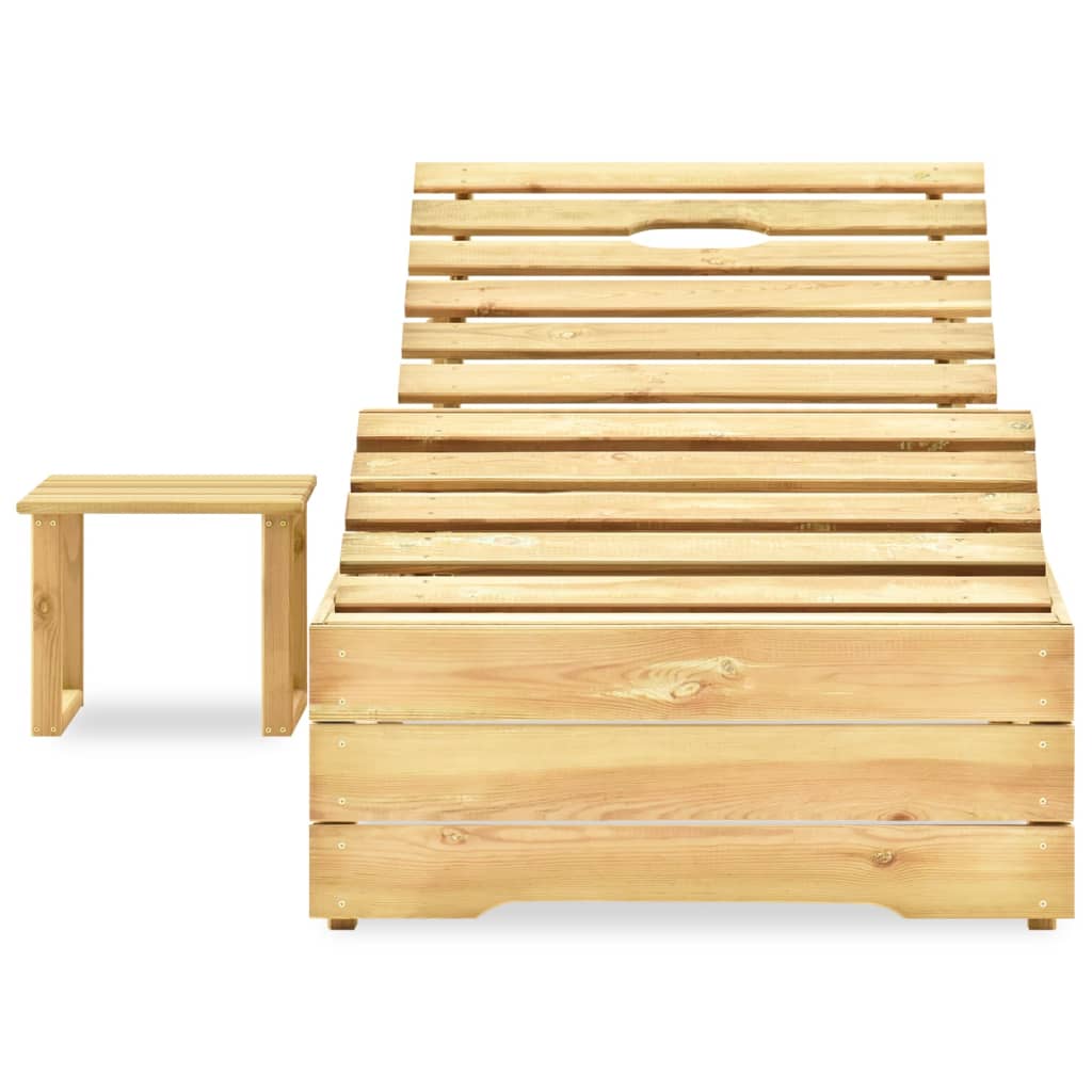 Espreguiçadeira com mesa madeira de pinho impregnada verde - Image 2