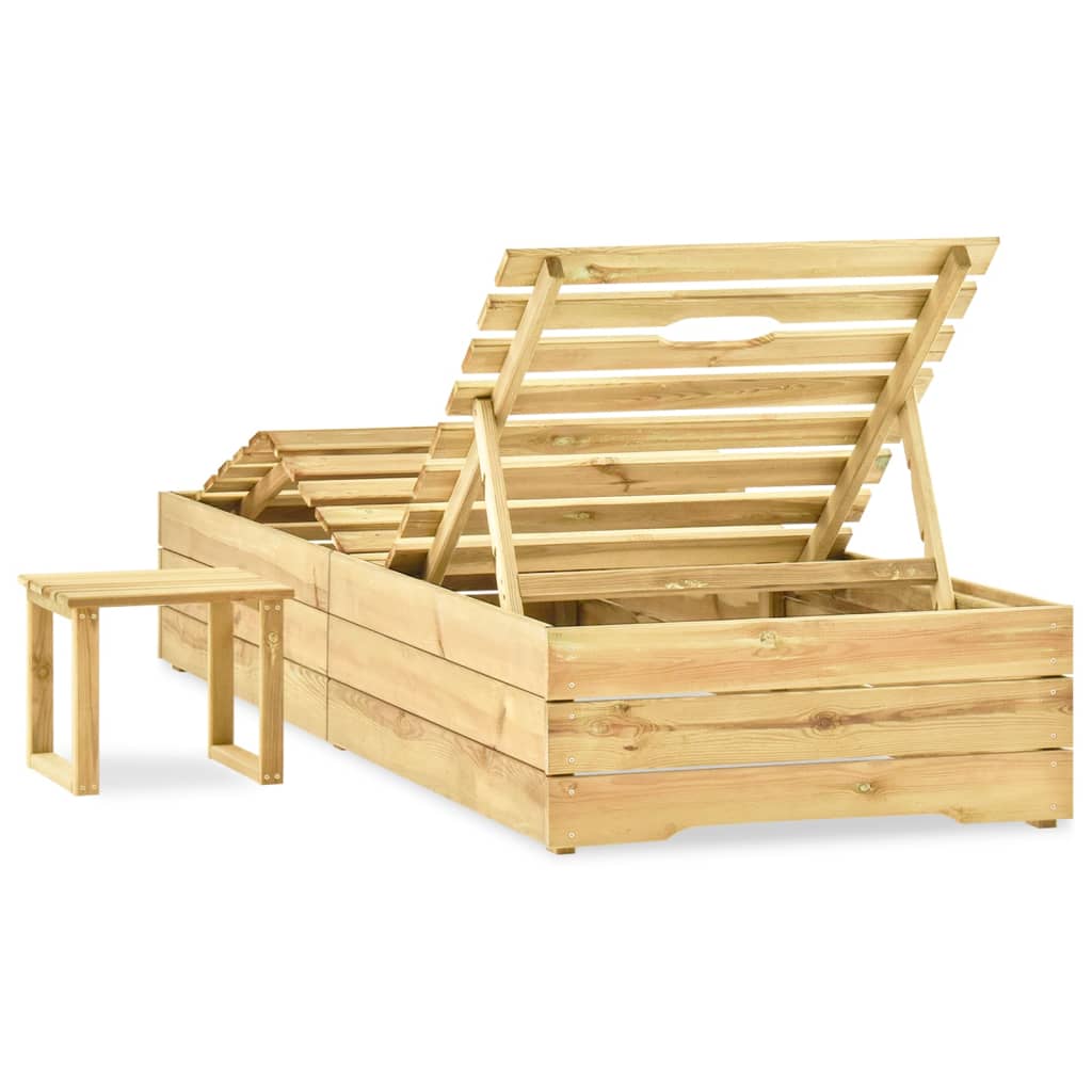 Espreguiçadeira com mesa madeira de pinho impregnada verde - Image 3