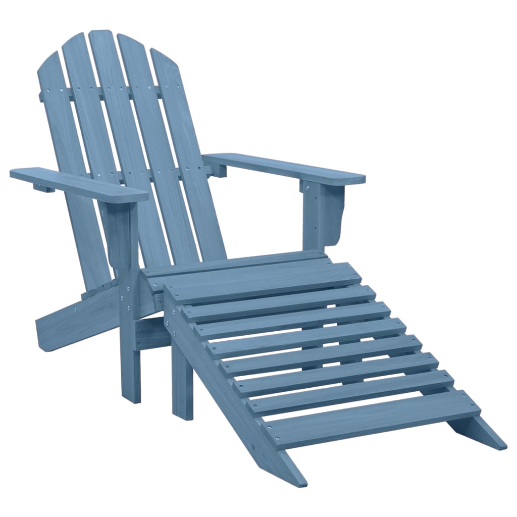 Cadeira Adirondack para jardim com otomano abeto maciço azul