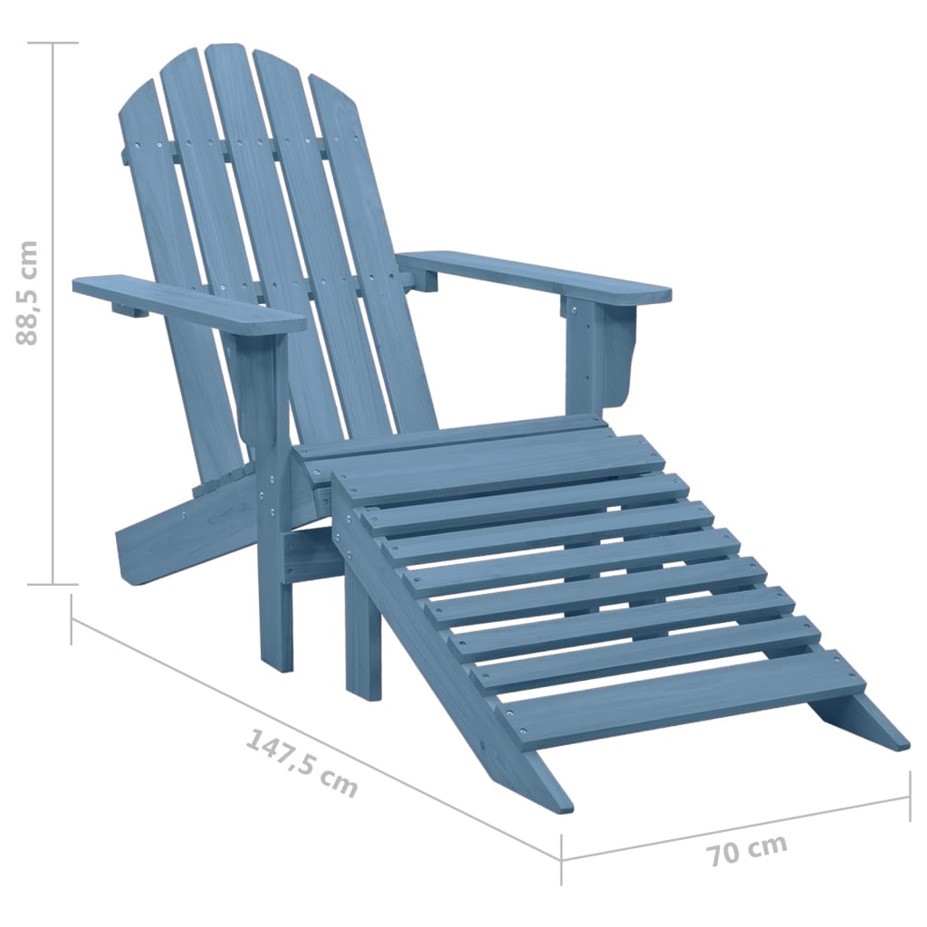Cadeira Adirondack para jardim com otomano abeto maciço azul - Image 8
