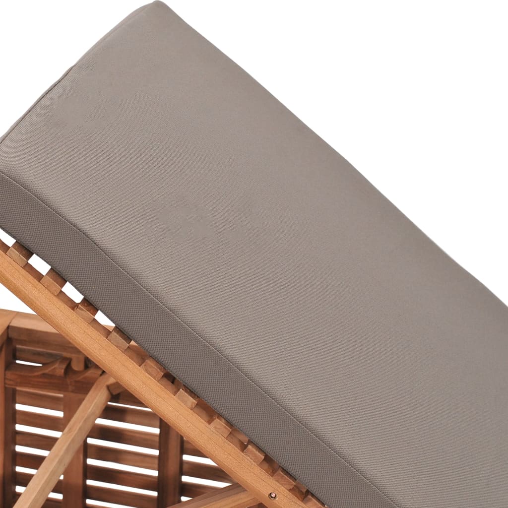 Espreguiçadeira com almofadão cinzento-escuro teca maciça - Image 7