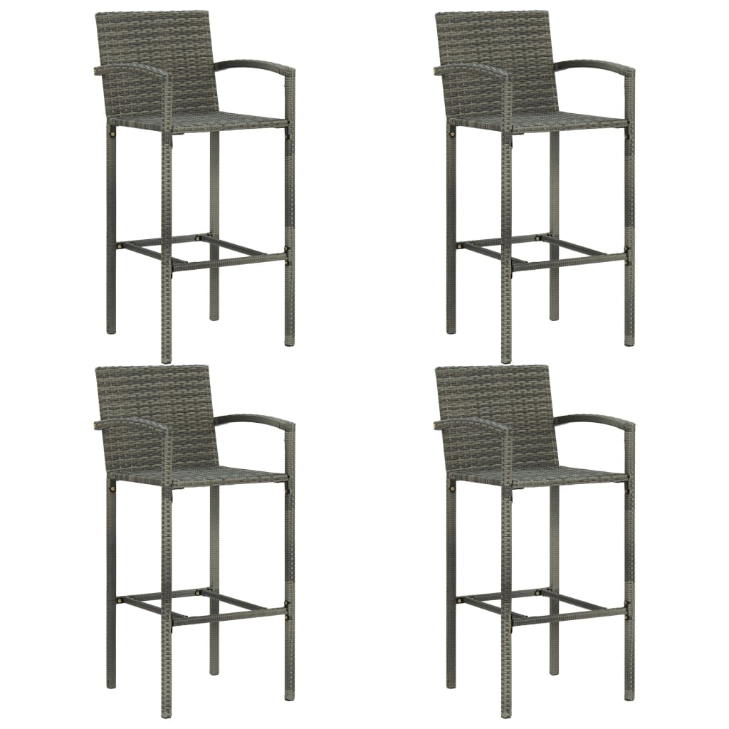 5 pcs conjunto de bar para jardim vime PE cinzento - Image 5
