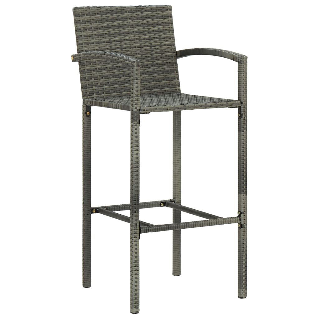 5 pcs conjunto de bar para jardim vime PE cinzento - Image 6