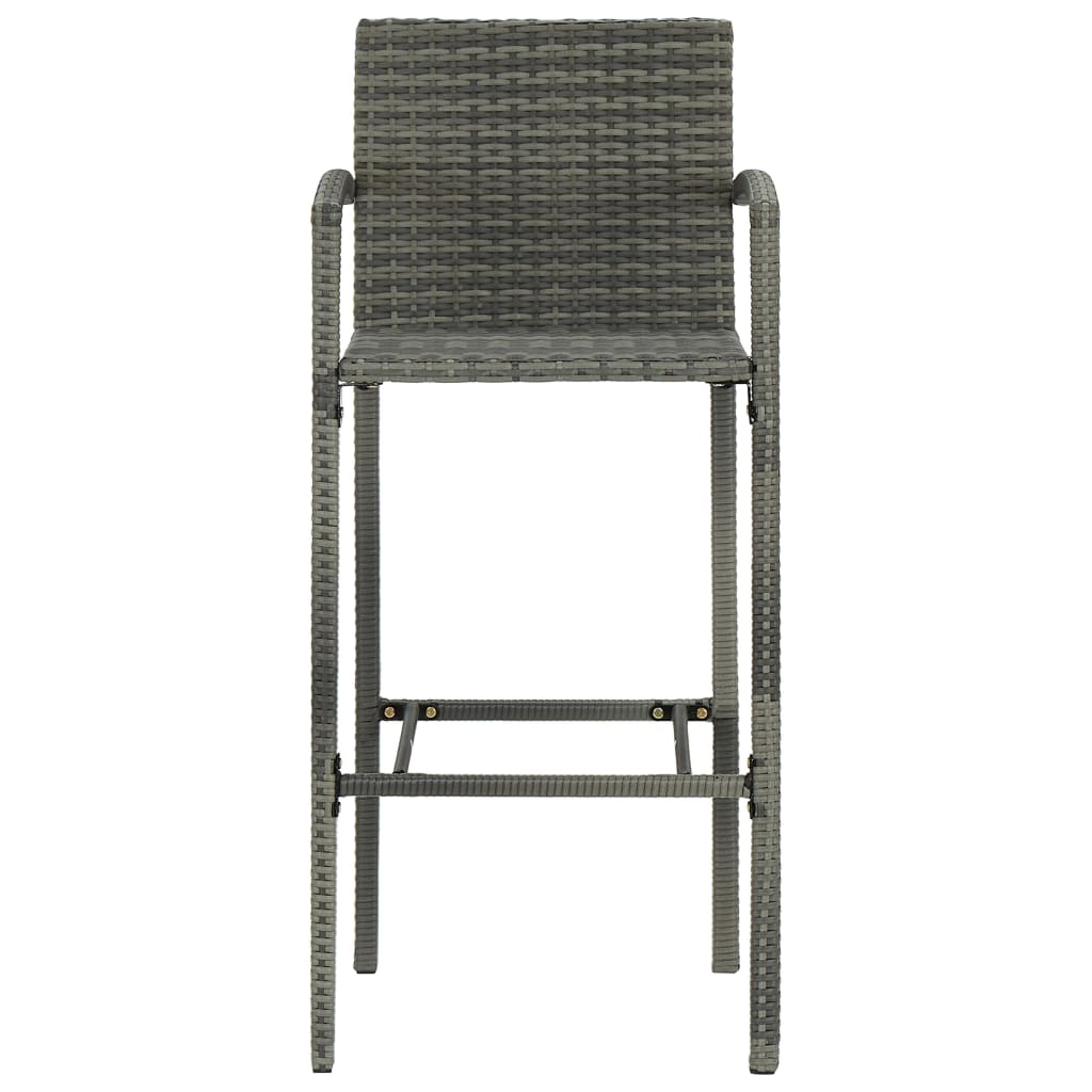5 pcs conjunto de bar para jardim vime PE cinzento - Image 7