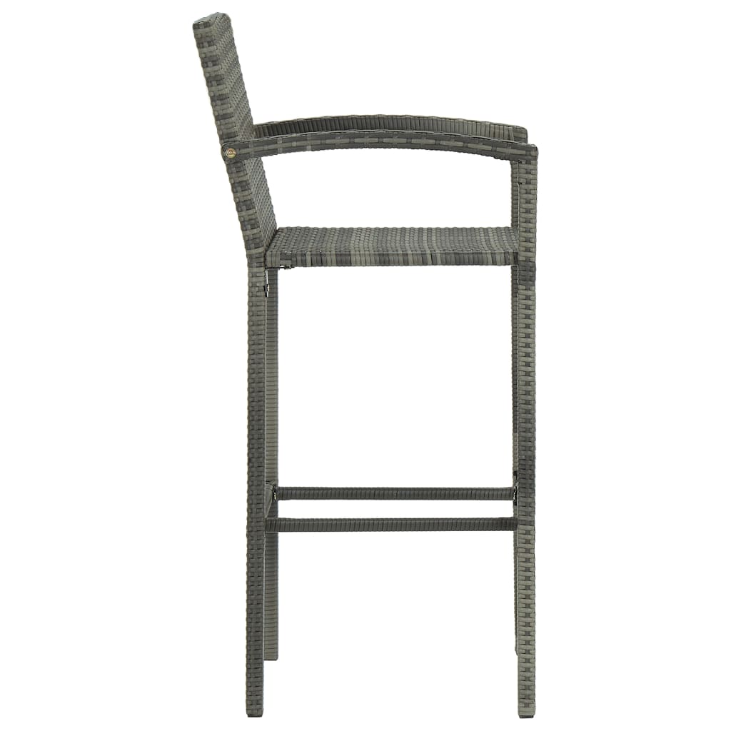 5 pcs conjunto de bar para jardim vime PE cinzento - Image 8