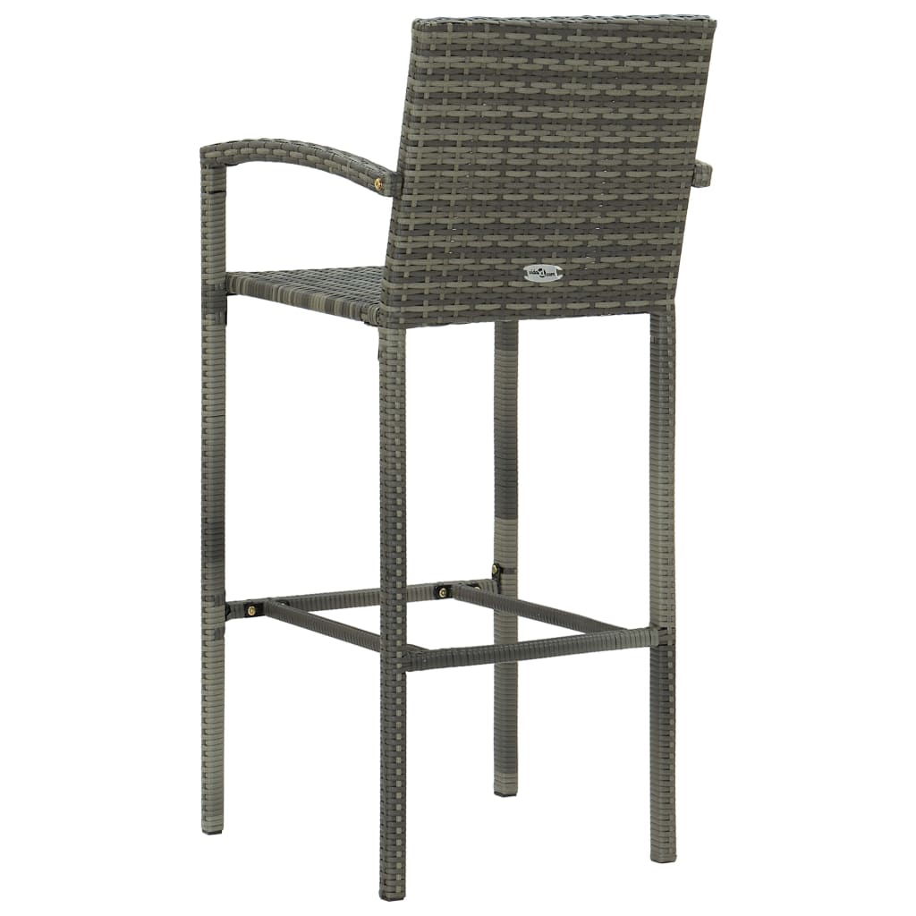 5 pcs conjunto de bar para jardim vime PE cinzento - Image 9