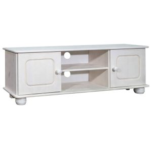 Móvel de TV 115x29x40 cm pinho maciço branco