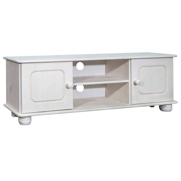 Móvel de TV 115x29x40 cm pinho maciço branco